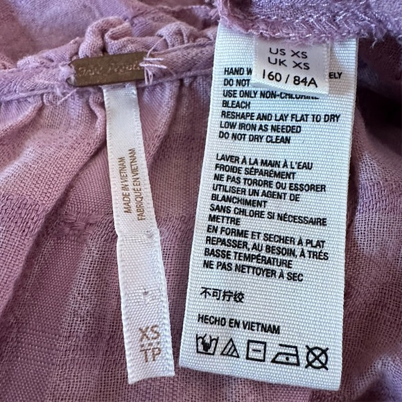 Free People Edie Dress Women XS Boho Cottage Romantic Oversized Button Gauzy - Picture 8 of 10